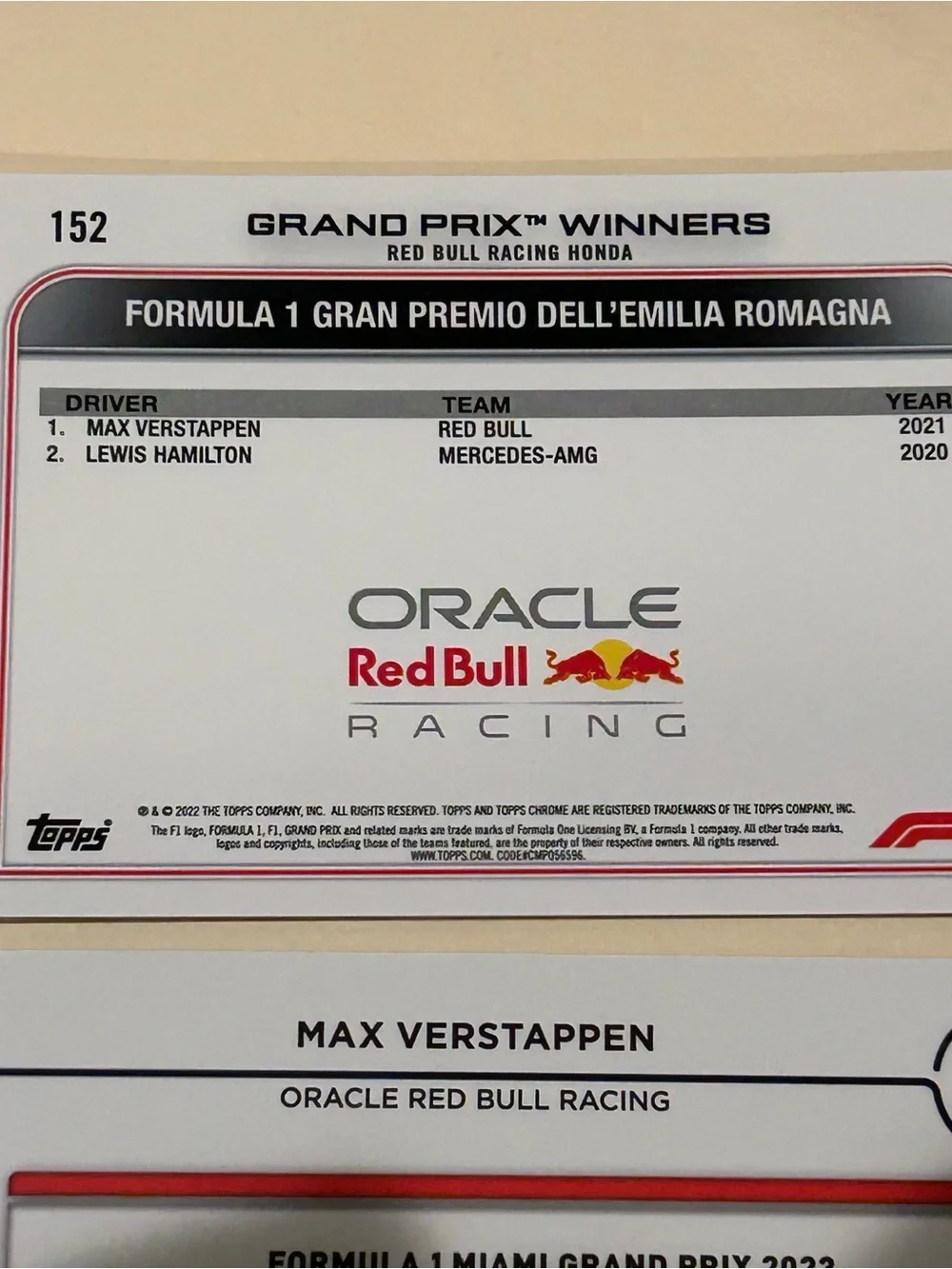 Max Verstappen Red Bull Racing Blue Holographic Trading Card - Formula 1